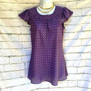 Purple graphic Banana Republic Cap sleeve Sayin Blouse